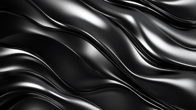 Photo a sleek and modern abstract background featuring black and silver metallic waves the high contrast and shiny texture make it perfect for showcasing luxury products