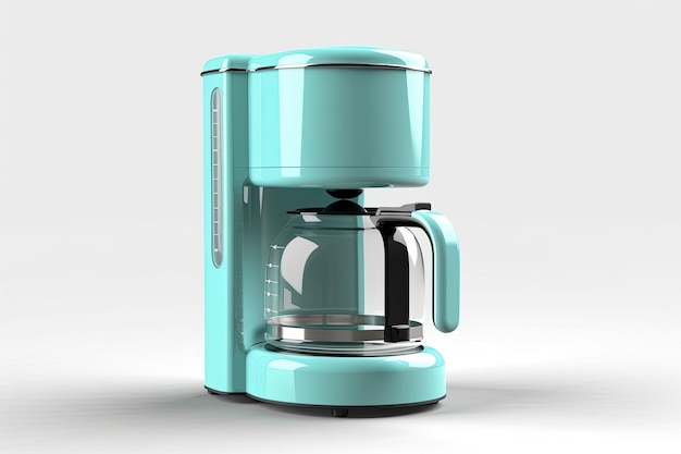 Sleek modern blue coffee maker on a wooden kitchen countertop Generative AI