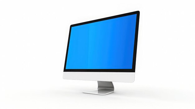 Photo sleek modern computer monitor displaying blue