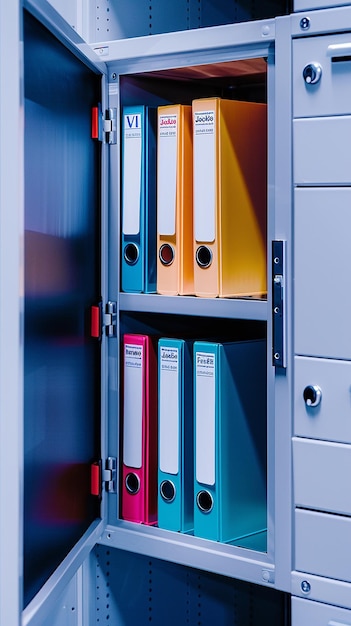 A Sleek Modern File Cabinet with Open Drawers Filled to Capacity