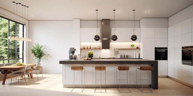 Sleek Modern Kitchen Interior Design AI Generated