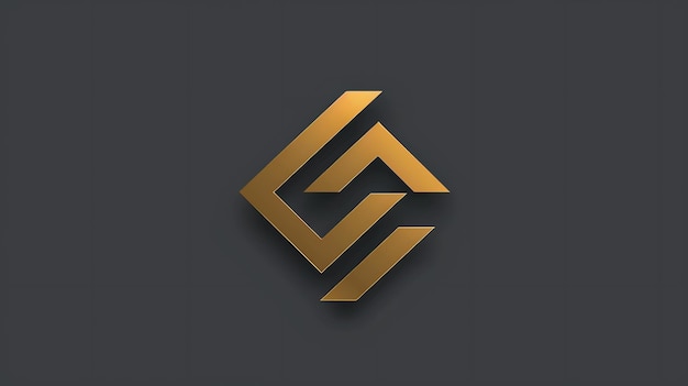 A sleek and modern logo featuring a gold geometric design against a dark gray background