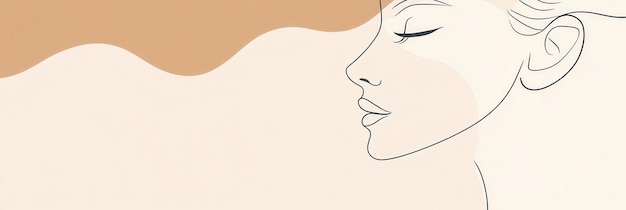 Photo a sleek outline of a woman39s face elegantly sketched set against a soothing warmtoned background generative ai