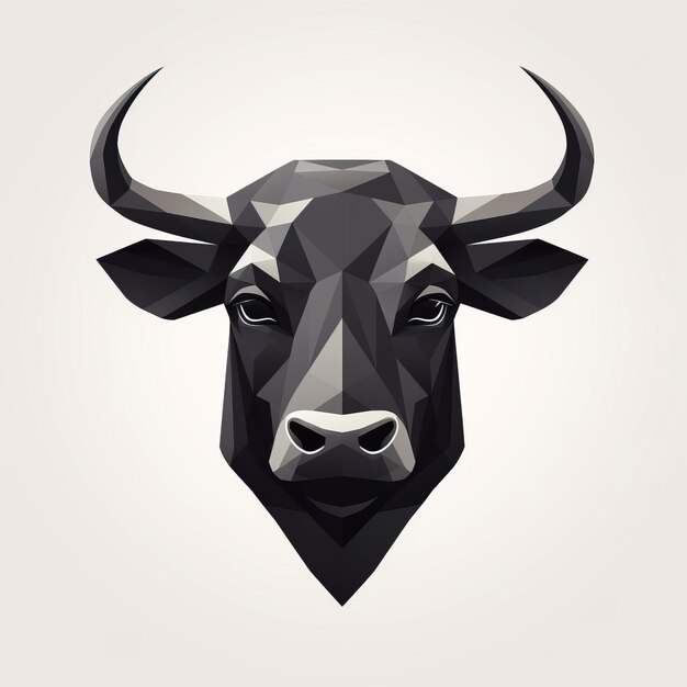 Sleek And Polished Black Cow Icon With Refined Details