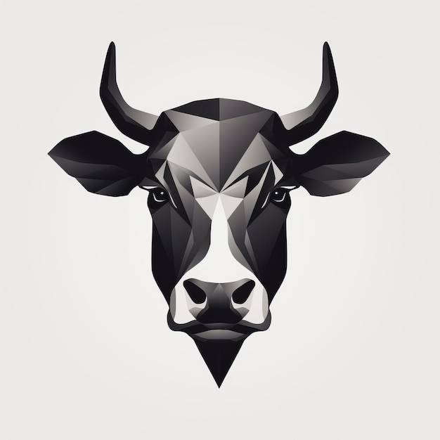 Sleek And Polished Black Cow Icon With Refined Lines And Precise Details