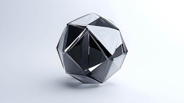 Photo sleek polygonal dodecahedron isolated on clean white background