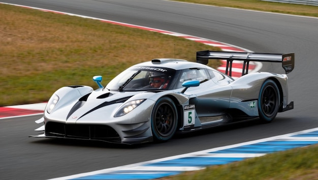 Photo a sleek racecar speeding along a track embodying highperformance racing