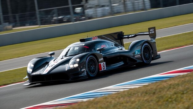 Photo a sleek racecar speeding along a track embodying highperformance racing