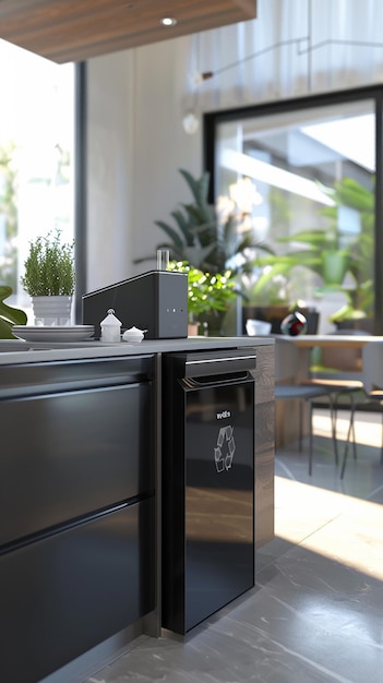 Sleek Recycling Machine in a Modern Kitchen