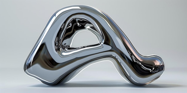 A sleek reflective 3D letter A in a fluid droplet shape perfect for futuristic designs