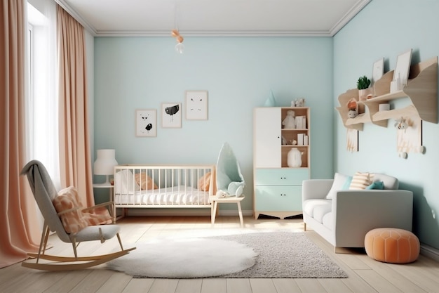 Sleek ScandinavianStyle Nursery Modern Minimalism at Its Finest Generative AI