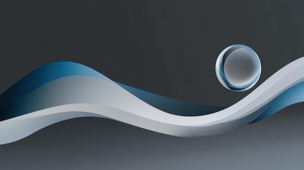 Photo a sleek silver and blue gradient background with an abstract wavy line that forms the shape