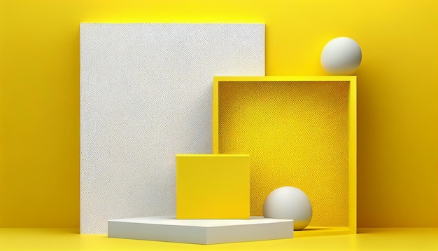 Sleek and simple 3D yellow background with an empty product podium