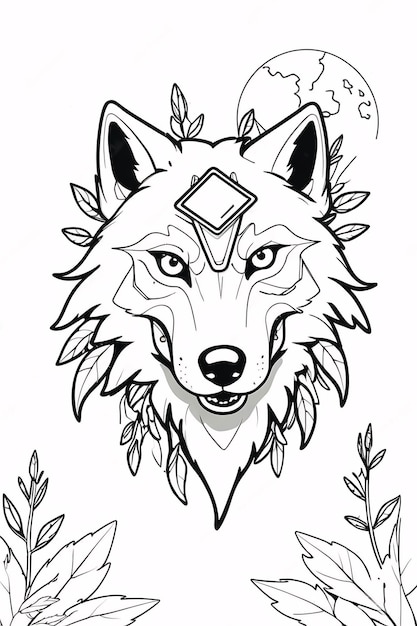 Sleek and Simple Black and White Wolf Line Art Illustration Logo Design Idea Tribal Art Design