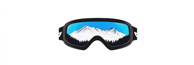 Sleek ski goggles display a vibrant reflection of snowdraped mountains under a bright blue sky capturing the essence of winter sports Generative AI