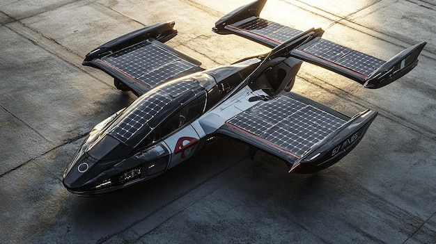 Photo sleek solarpowered flying car with folding wings