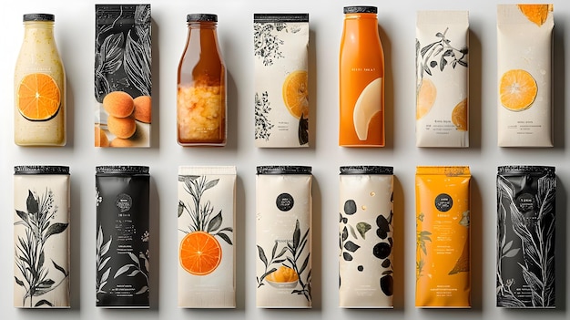 Photo sleek and stylish packaging designs for food and beverage products