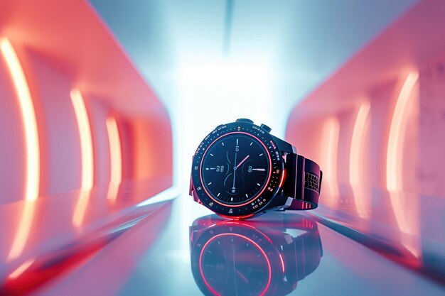 Photo sleek and stylish smartwatch spotlight in contemporary setting