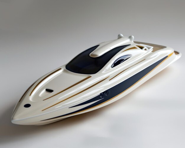 Photo sleek and stylish white and gold remote control toy speedboat for racing and fun on the water concept of hobbies toys and models