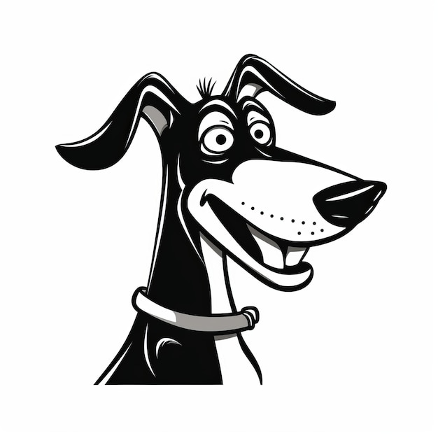 Sleek And Stylized Cartoon Dog Collar Black And White Character Caricature