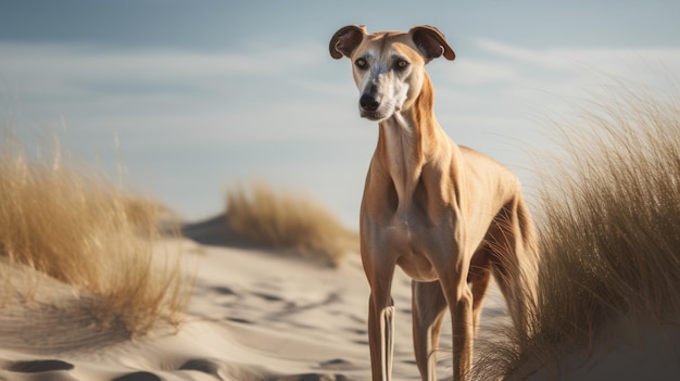 Sleek And Stylized Dog Standing In Sand Lensbaby Composer Pro Ii