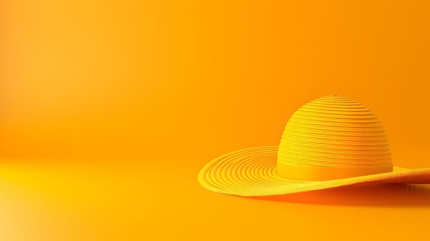 Photo sleek summer of minimalist sun hat on plain yellow background