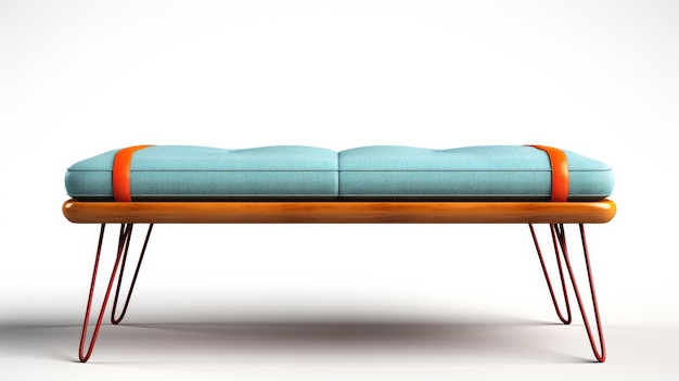 Sleek Upholstered Bench on Transparent Background