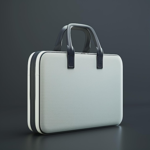 Photo sleek white briefcase with black accents on a dark background