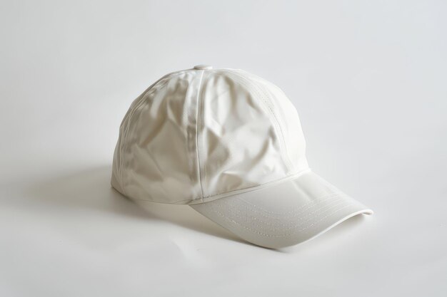 Photo a sleek white cap resting on a light surface showcasing minimalist design and practical use for outdoor activities or casual wear