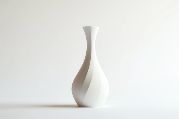 Photo a sleek white vase with a modern design ideal for floral arrangements or as a decorative piece