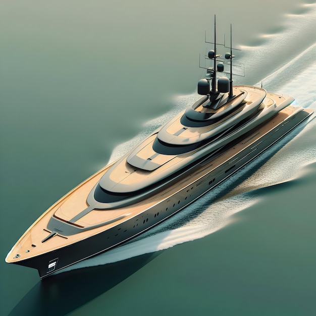 The sleek yacht sails isolated on a plain sea green background epitomizing elegance and adventure