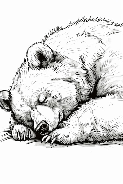 Photo sleeping bear cozy and peaceful coloring page