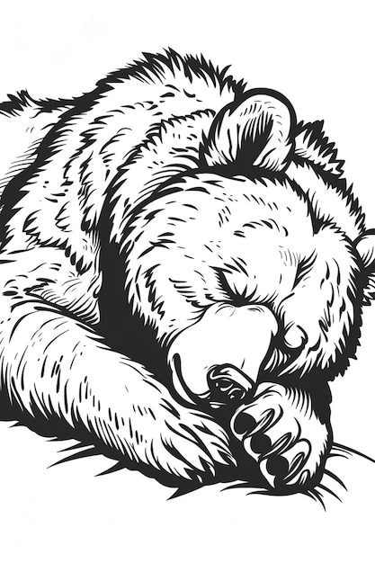 Sleeping Bear Cozy and Peaceful Coloring Page