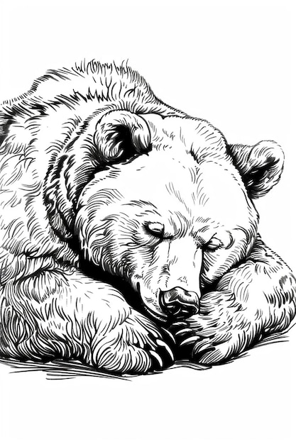 Sleeping Bear Cozy and Peaceful Coloring Page