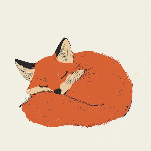 Photo sleeping fox illustration