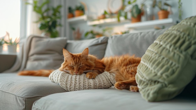 The sleeping ginger cat