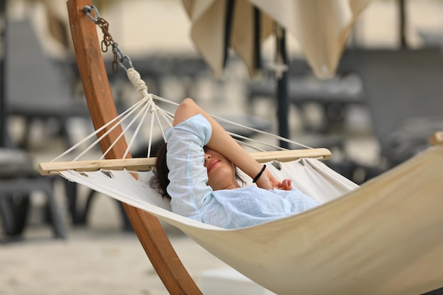 sleeping girl on a lounger