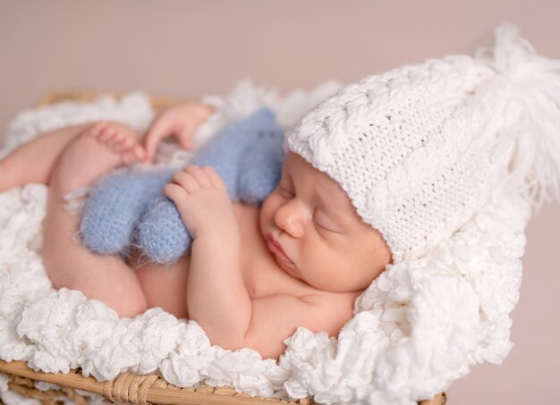 Sleeping newborn baby boy