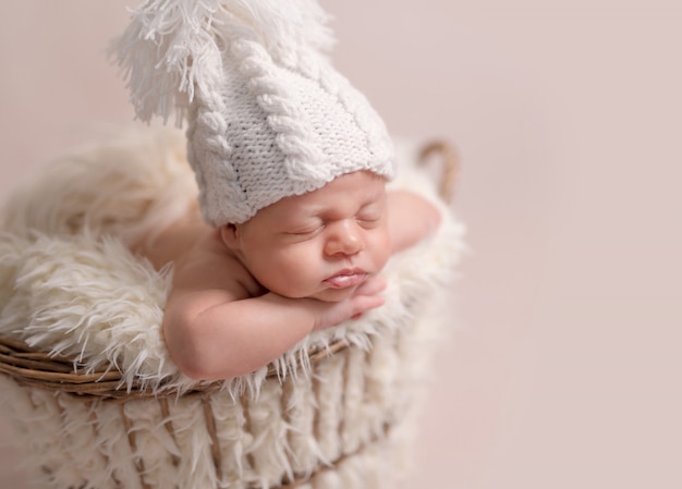 Sleeping newborn baby boy