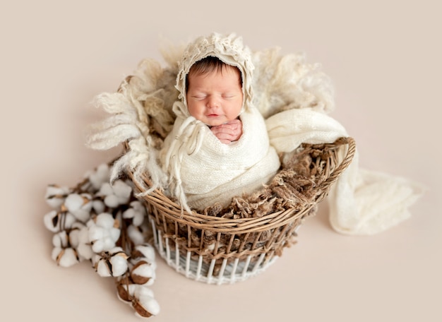 Sleeping newborn baby girl