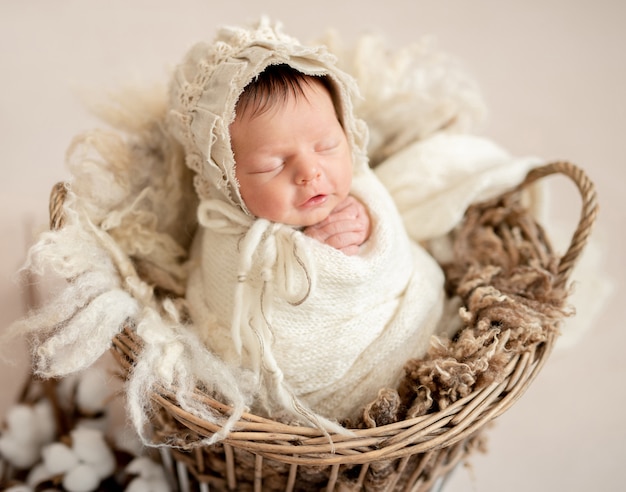 Sleeping newborn baby girl