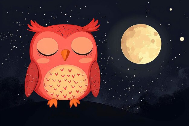 Sleeping Owl Under the Night Sky