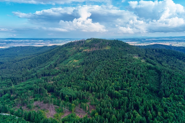 Sleza mountain landscape aerial view of mountains with forest