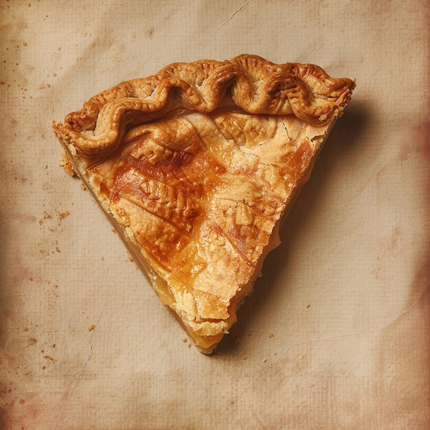 Photo slice of apple pie on brown paper