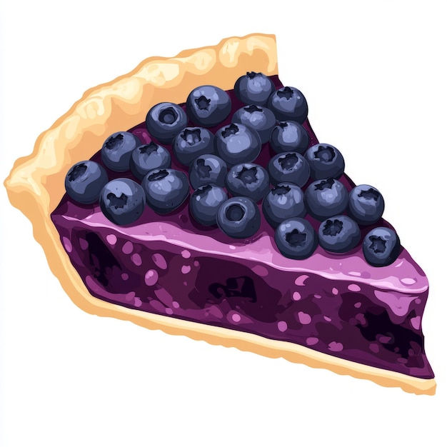 A slice of blueberry pie with a flaky crust and a generous amount of blueberries