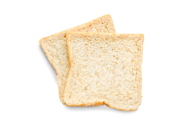 Slice of bread on the white background and isolated with clipping path