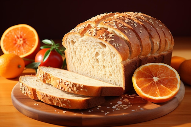 Slice of bread with color background