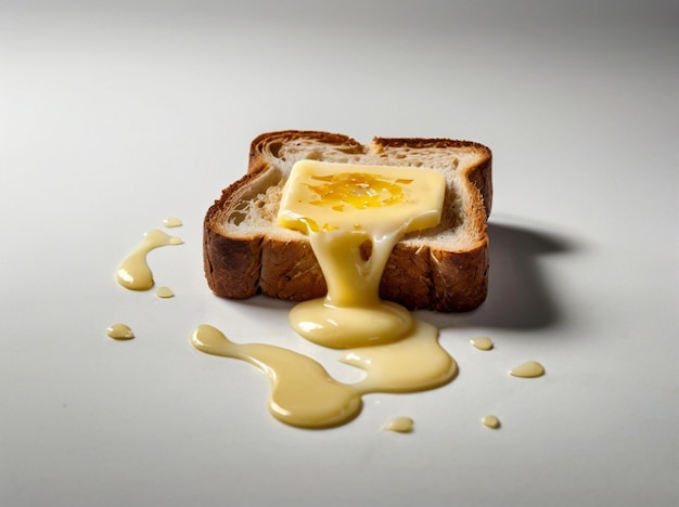 Photo a slice of bread with an egg on it