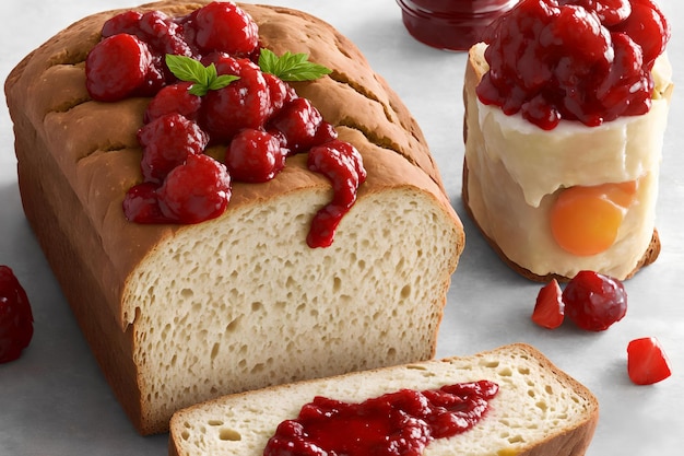 Slice of bread with jam spread generative art by AI