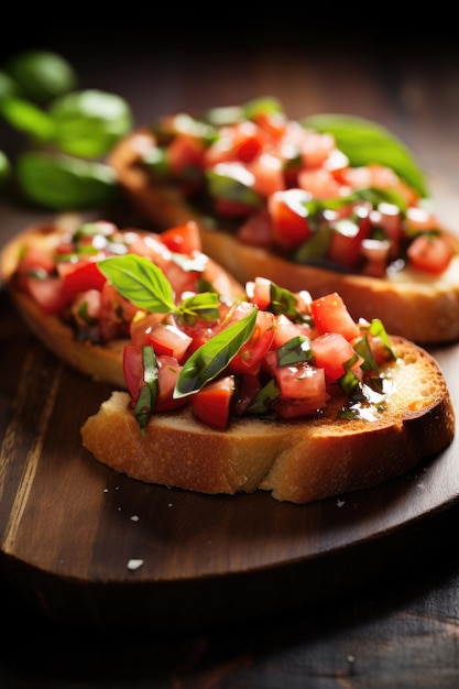 Slice of bruschetta toasted